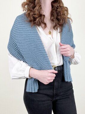 Hand Knit Chunky Cocoon Shrug Cardigan Sweater Scarf Shawl Cozy Oversized Slouch